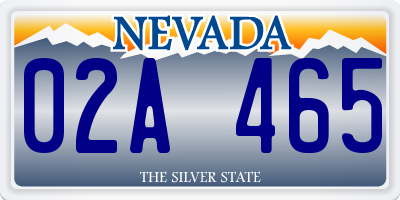 NV license plate 02A465