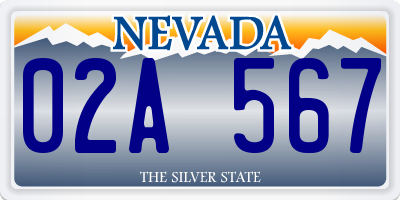 NV license plate 02A567