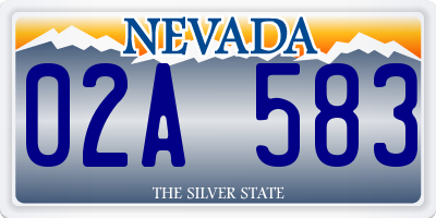 NV license plate 02A583