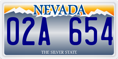 NV license plate 02A654