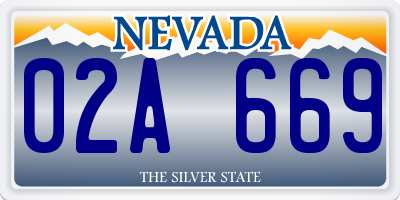 NV license plate 02A669