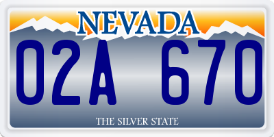 NV license plate 02A670
