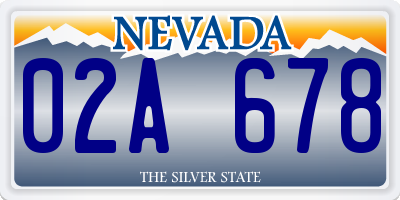 NV license plate 02A678