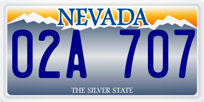 NV license plate 02A707