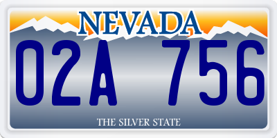 NV license plate 02A756