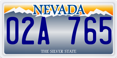 NV license plate 02A765