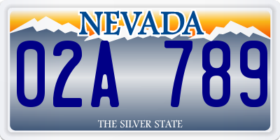 NV license plate 02A789