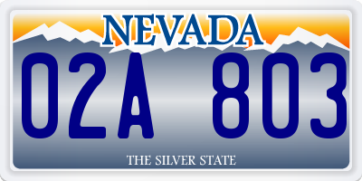 NV license plate 02A803