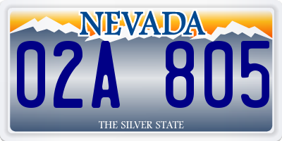 NV license plate 02A805