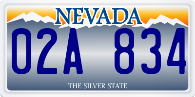 NV license plate 02A834