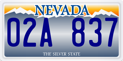 NV license plate 02A837