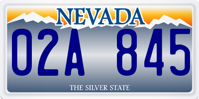 NV license plate 02A845