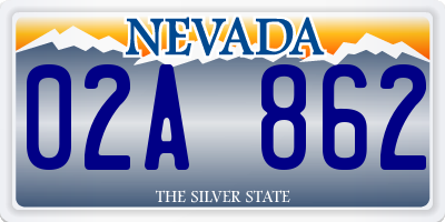 NV license plate 02A862