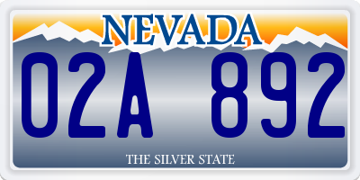 NV license plate 02A892