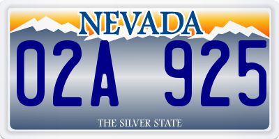 NV license plate 02A925