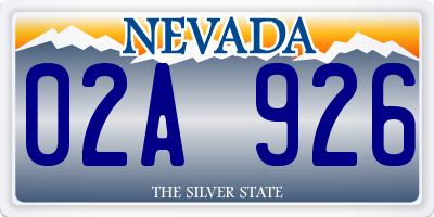 NV license plate 02A926