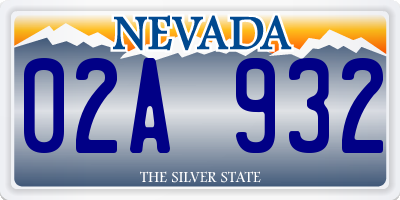 NV license plate 02A932