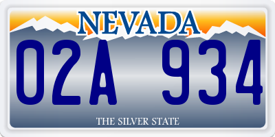 NV license plate 02A934