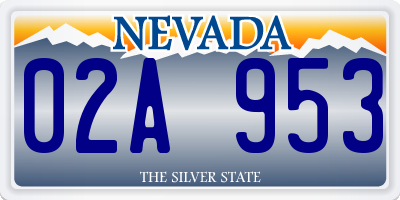 NV license plate 02A953