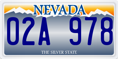 NV license plate 02A978