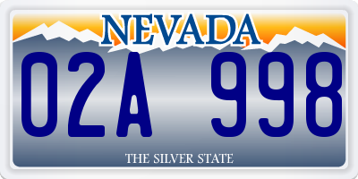 NV license plate 02A998