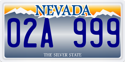 NV license plate 02A999