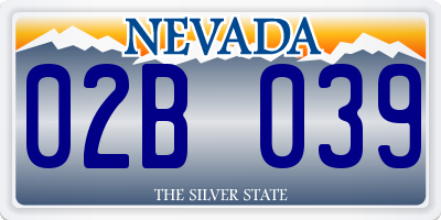 NV license plate 02B039