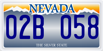 NV license plate 02B058