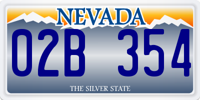 NV license plate 02B354