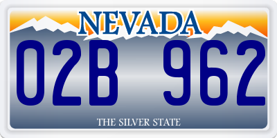 NV license plate 02B962