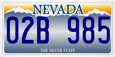 NV license plate 02B985