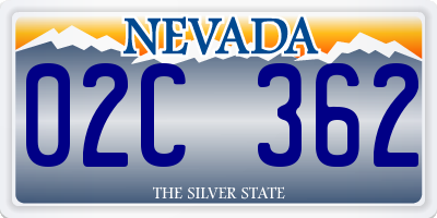 NV license plate 02C362