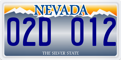 NV license plate 02D012