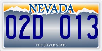 NV license plate 02D013