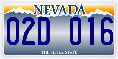 NV license plate 02D016