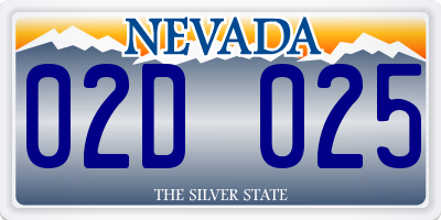 NV license plate 02D025