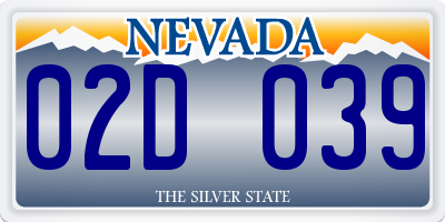 NV license plate 02D039