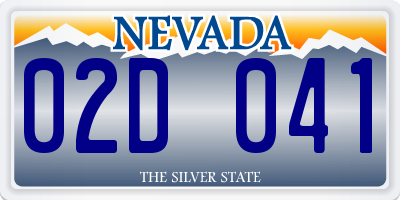 NV license plate 02D041