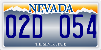 NV license plate 02D054