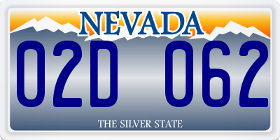 NV license plate 02D062