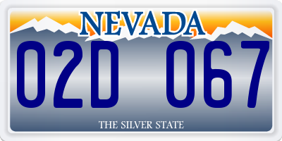 NV license plate 02D067