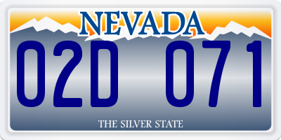 NV license plate 02D071