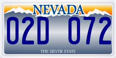 NV license plate 02D072