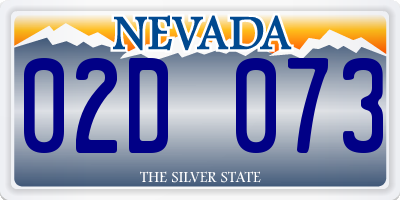 NV license plate 02D073