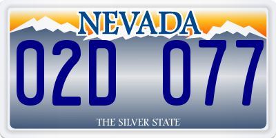 NV license plate 02D077