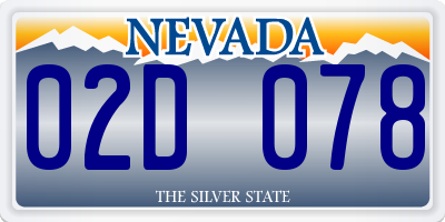 NV license plate 02D078