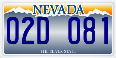 NV license plate 02D081