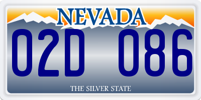 NV license plate 02D086