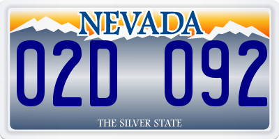 NV license plate 02D092