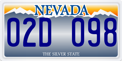 NV license plate 02D098